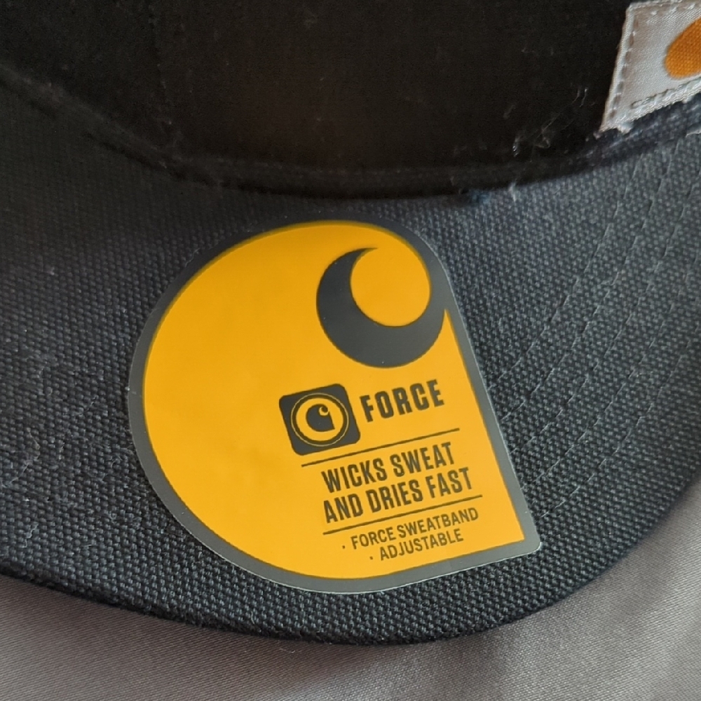 NWT Black Carhartt Firm Duck Flat Brim Cap - Picture 2 of 5